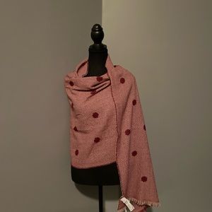 Holiday cozy scarf. Gap burgundy and white Polkadot scarf.